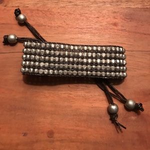 Bead and leather bracelet