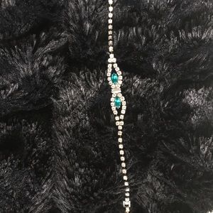Vintage Green and Clear Rhinestone Bracelet