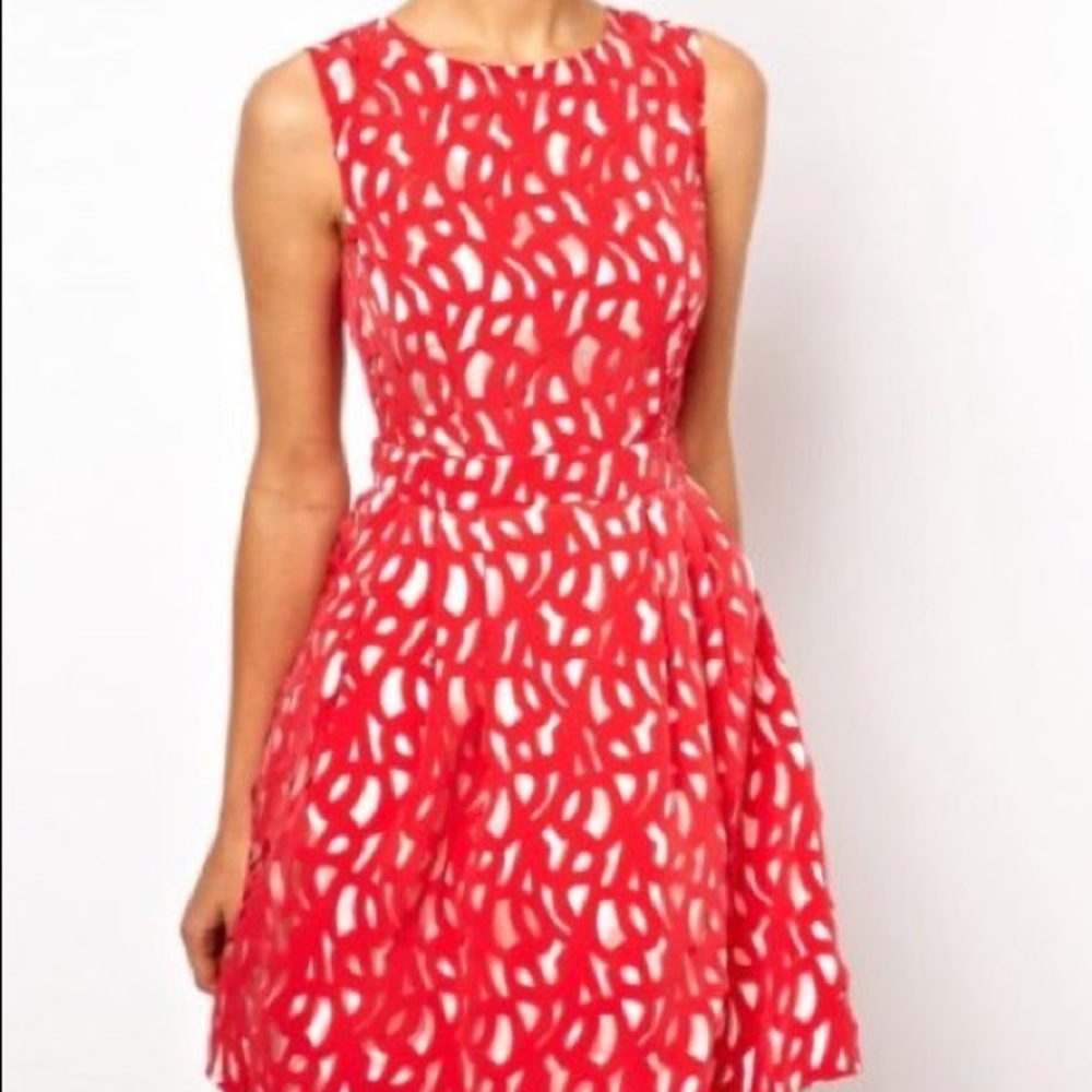 Red Laser Cut Out dress