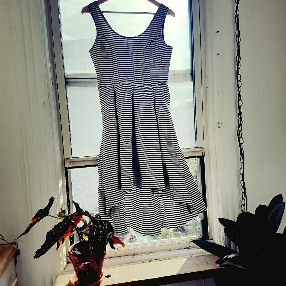 striped high low dress