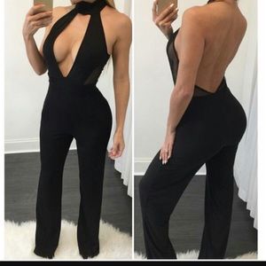 Black backless jumpsuit