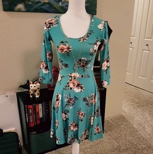 NWT Teal and Floral Dress