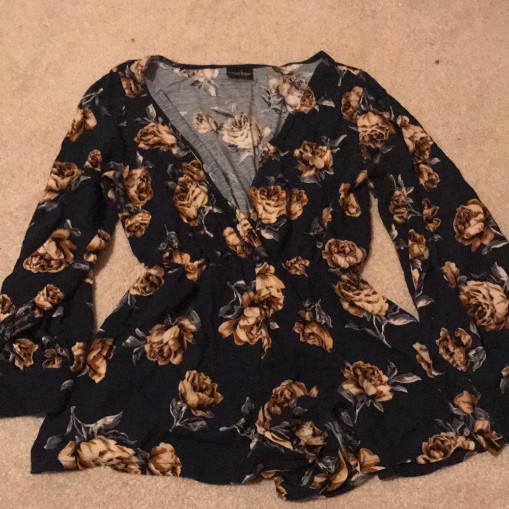 Navy Blue Floral Romper!!