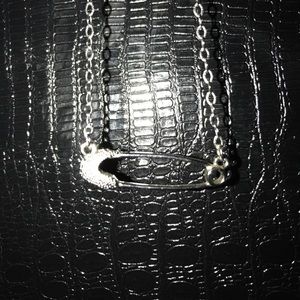 Lia Sophia silver safety pin necklace GUC