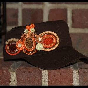 Hat with handmade decoration (soutache techn)