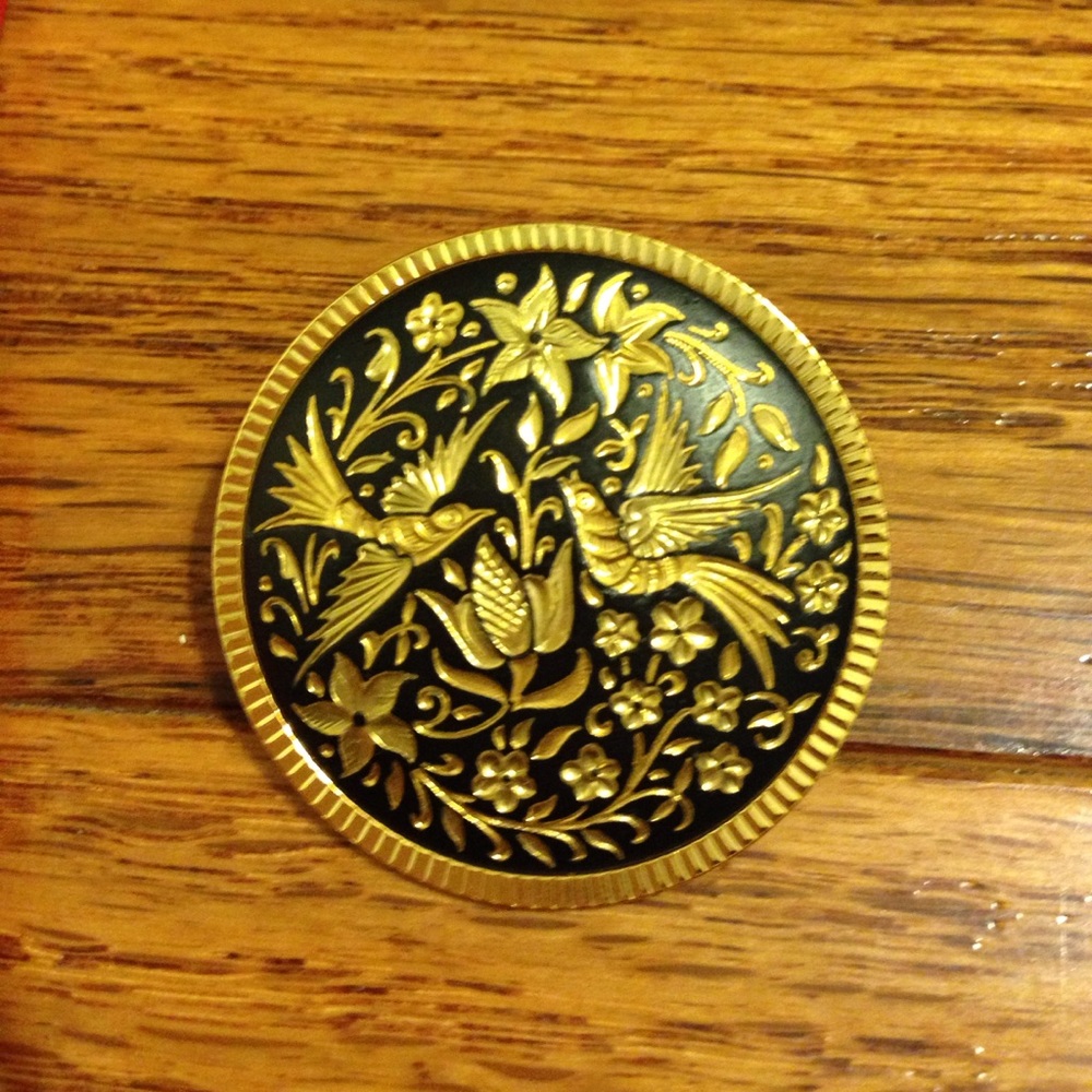 Antique gold played dove pin from 1900-1950s