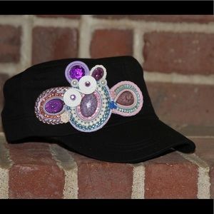 Hat with handmade decoration (soutache techn)