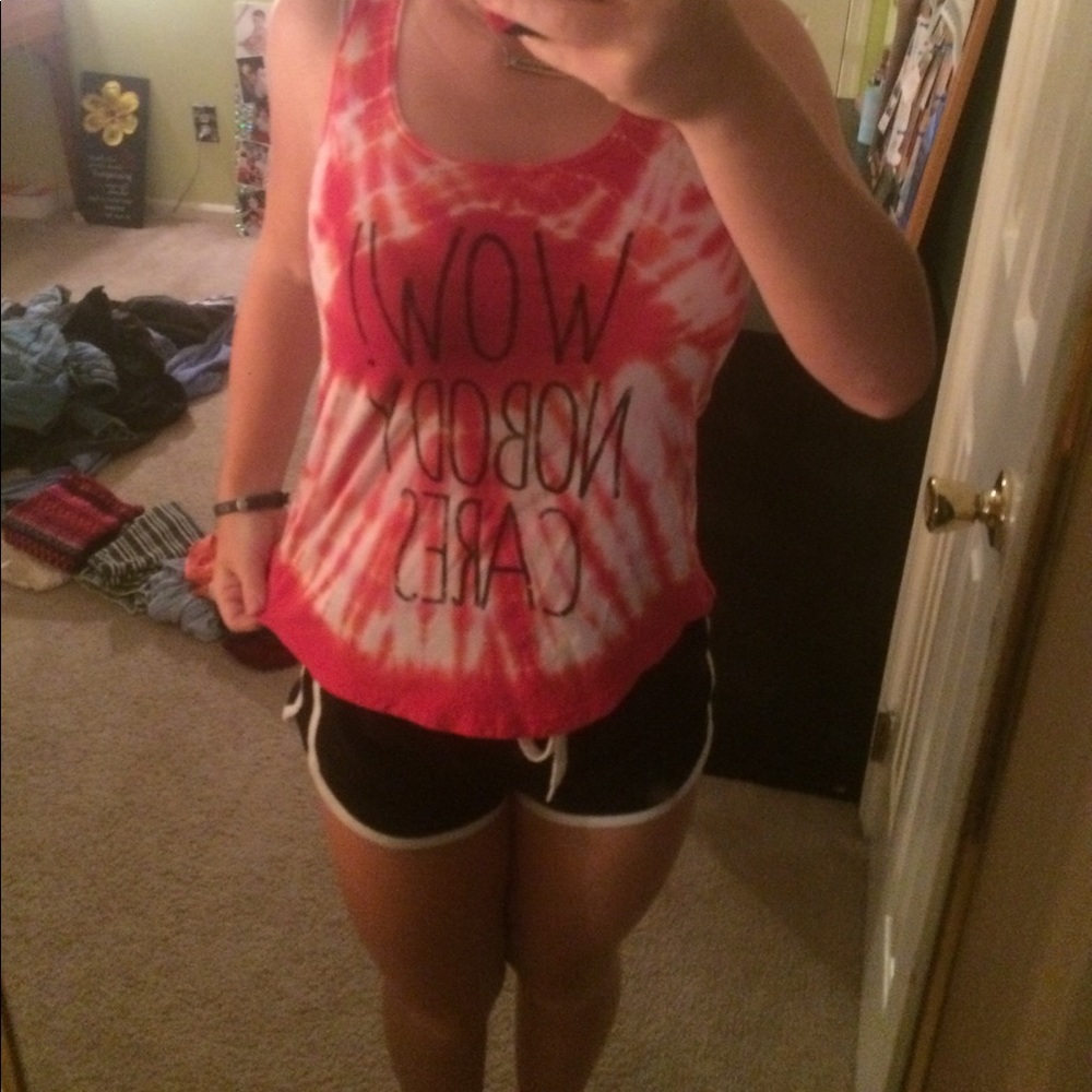 Wow nobody cares spaghetti strap shirt