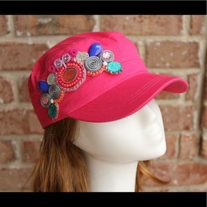 Hat with handmade decoration (soutache techn)