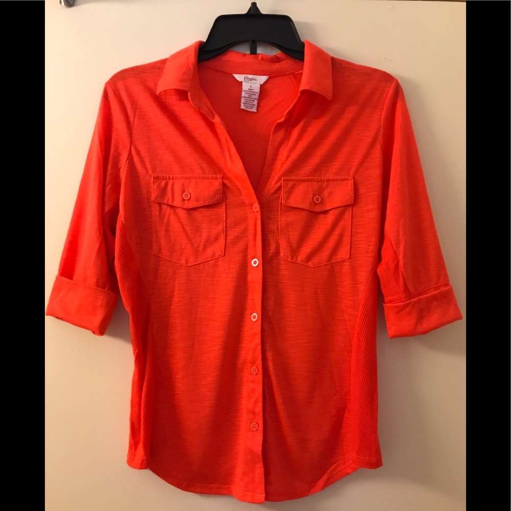 Never worn orange figure fitting blouse.