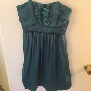 BCBG strapless teal cocktail dress
