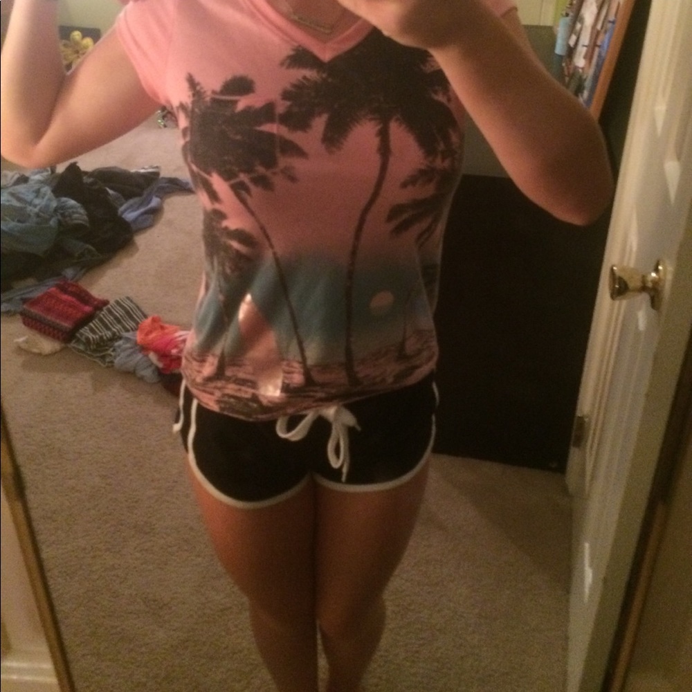 Beach themed short sleeve shirt