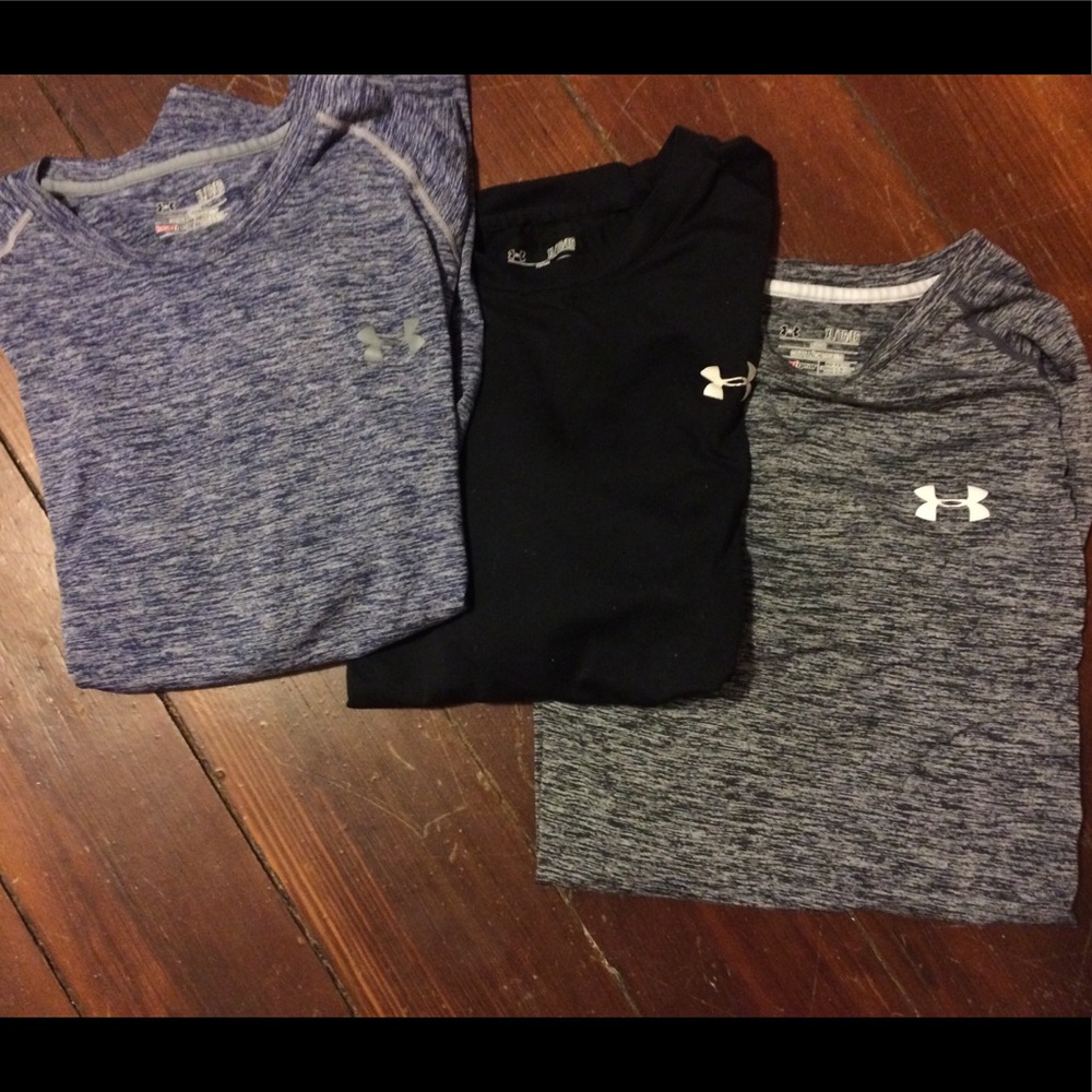 Three men's under Armour shirts