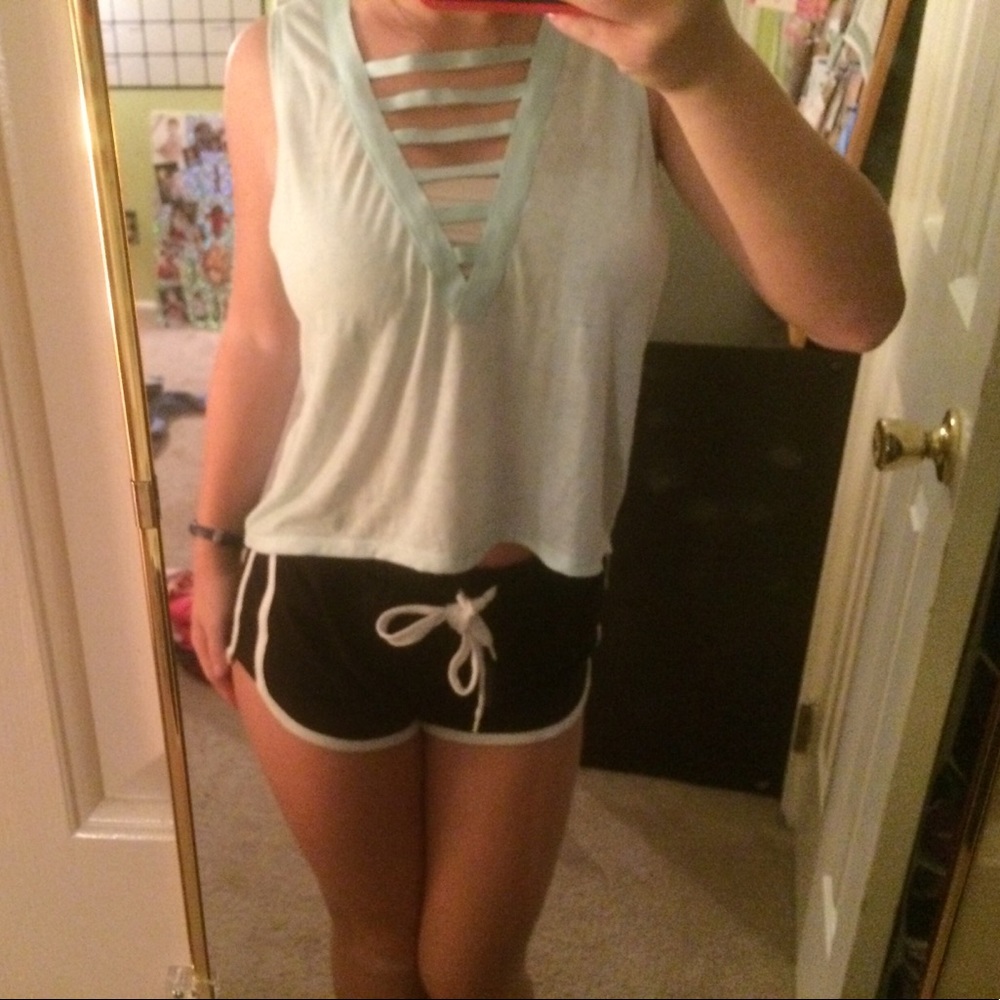Short-sleeved blue shirt