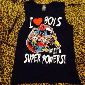😍 Marvel I Love Boys With Super Powers muscle tee