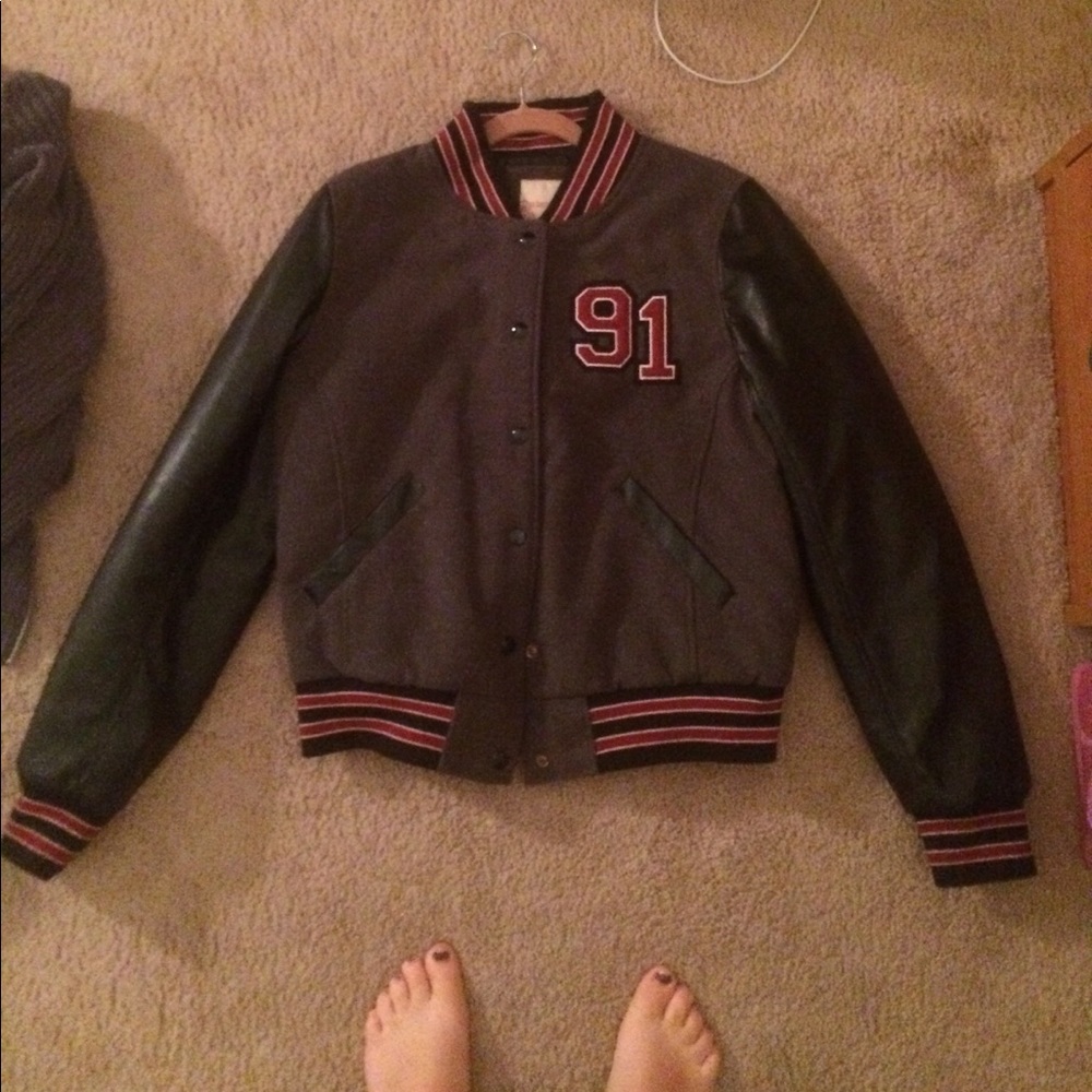 Leather varsity jacket