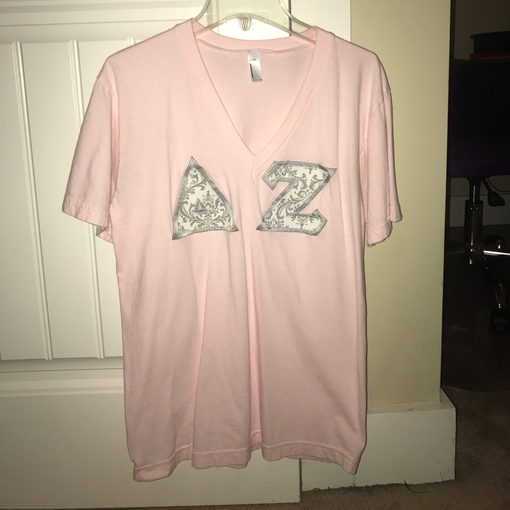 Delta Zeta stitched letter shirts