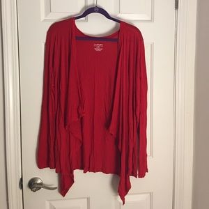 Red Asymmetrical Cardigan in Jersey material