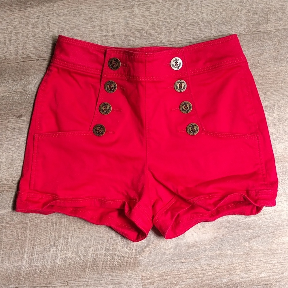 Express High Waisted Red Sailor Shorts
