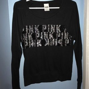 PINK Victoria's Secret Black Sequin Top
