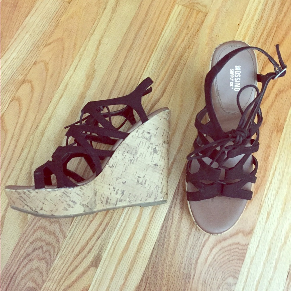 Strapped black wedges