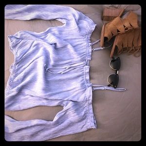 Kendall & Kylie Blue Cold Shoulder Blouse