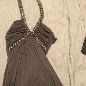 Long grey tunic with heavy bead work