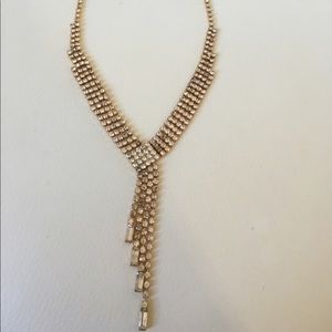 Vintage Crystal Rhinestone Fringe Necklace