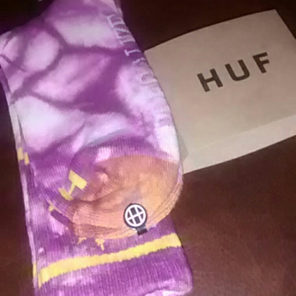 100% Authentic Purple HUF LA Socks - Picture 2 of 3