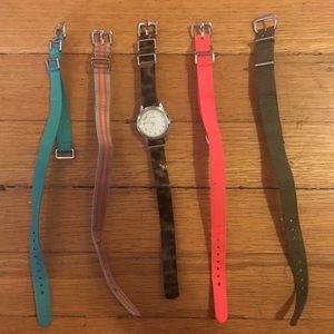 J Crew Timex Traveler watch and five bands