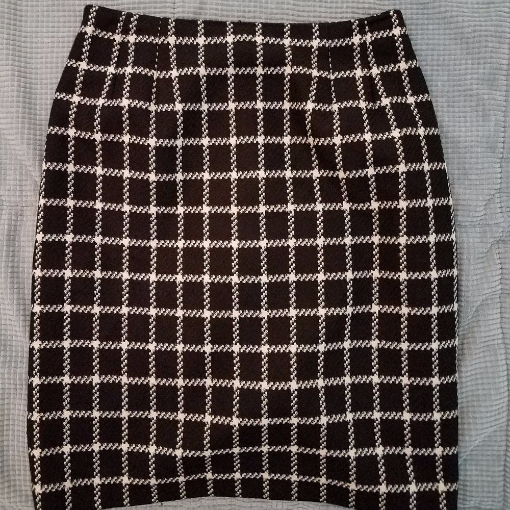 Talbots Black & White Wool Pencil Skirt