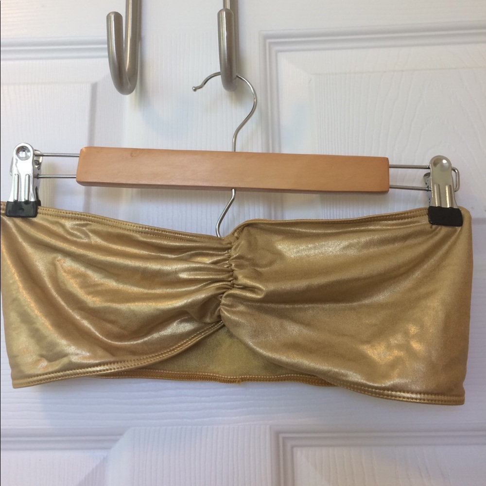 American Apparel gold strapless top/bathing suit