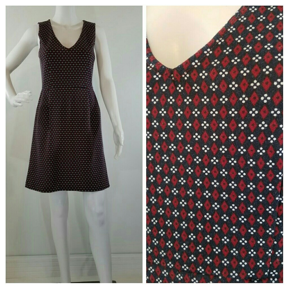 Maison Jules A line print Blue red dress office