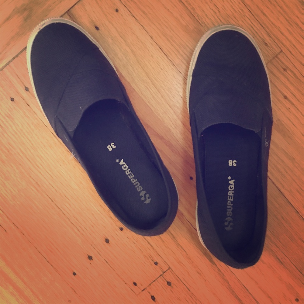Navy Superga slides 38