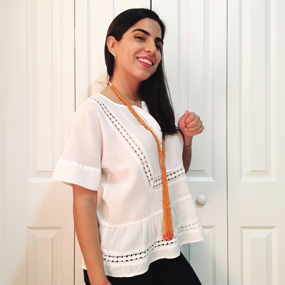 White embroidered beach top