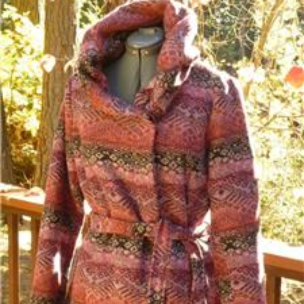 Mossimo Pink Purple Aztec Winter Wrap Coat Size L