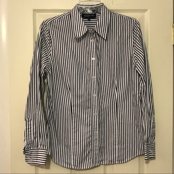Black and White Striped Button-Up Shirt - Picture 1 of 2