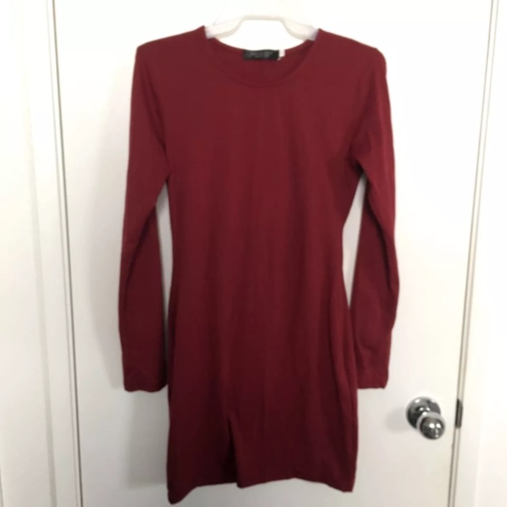 Burgundy Body Con Dress