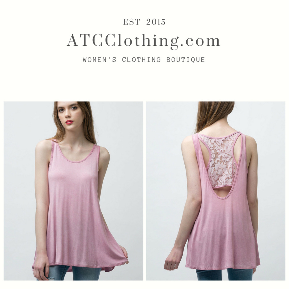 Mauve Sleeveless Tunic Top with Lace Bralette