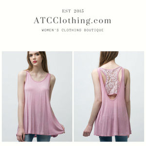 Mauve Sleeveless Tunic Top with Lace Bralette