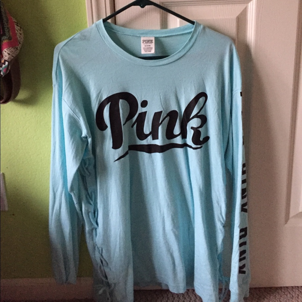 Pink Sky blue Side Laced Top