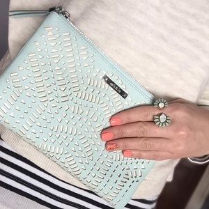 New! Stella & Dot Perforated Double Clutch - Mint