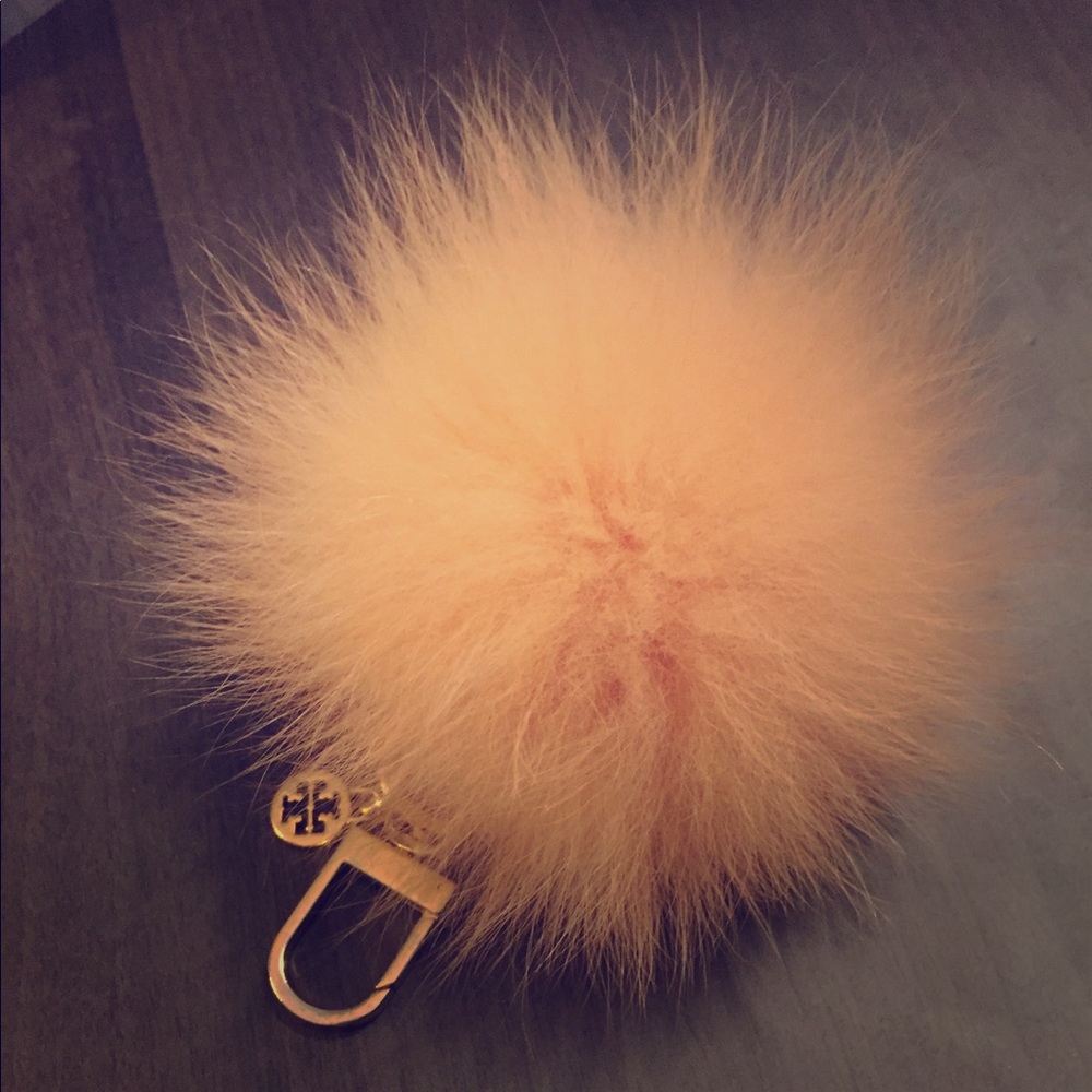 Tory Burch pink Pom-Pom keychain