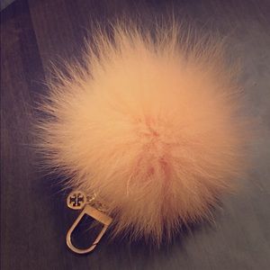 Tory Burch pink Pom-Pom keychain