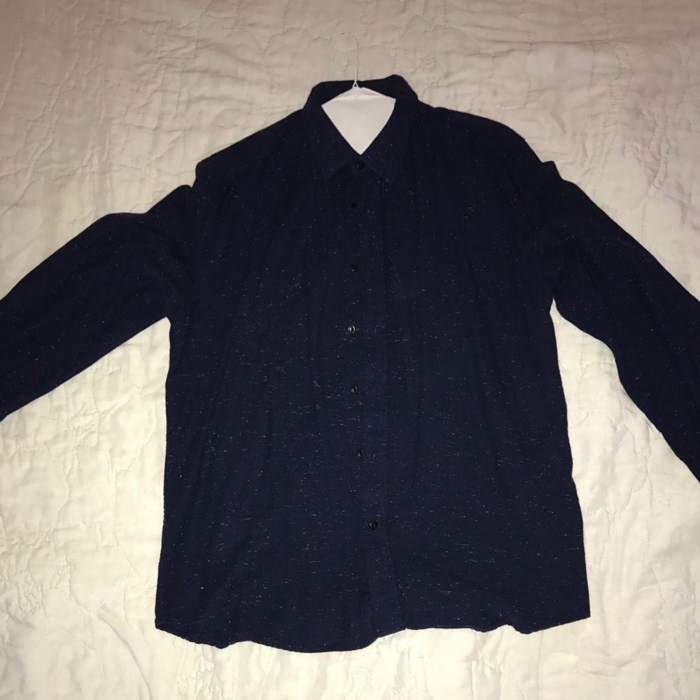 Dark blue long sleeve collard shirt