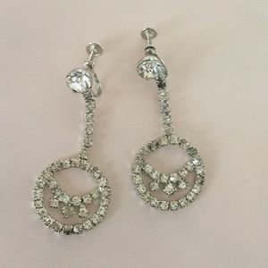 Vintage Rhinestone Large Circle Earrings