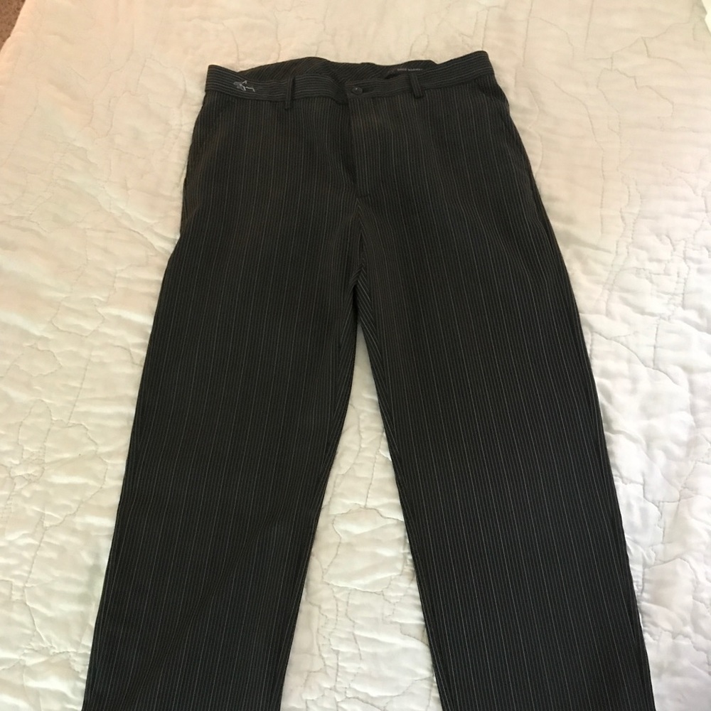 Black with white pinstripe Greg Norman golf pants