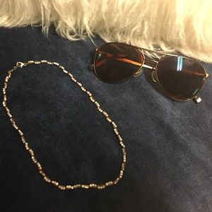 Chan Luu Choker Necklace - White on Brown Leather