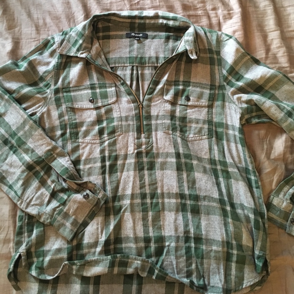 Gray/green zipfront Madewell flannel