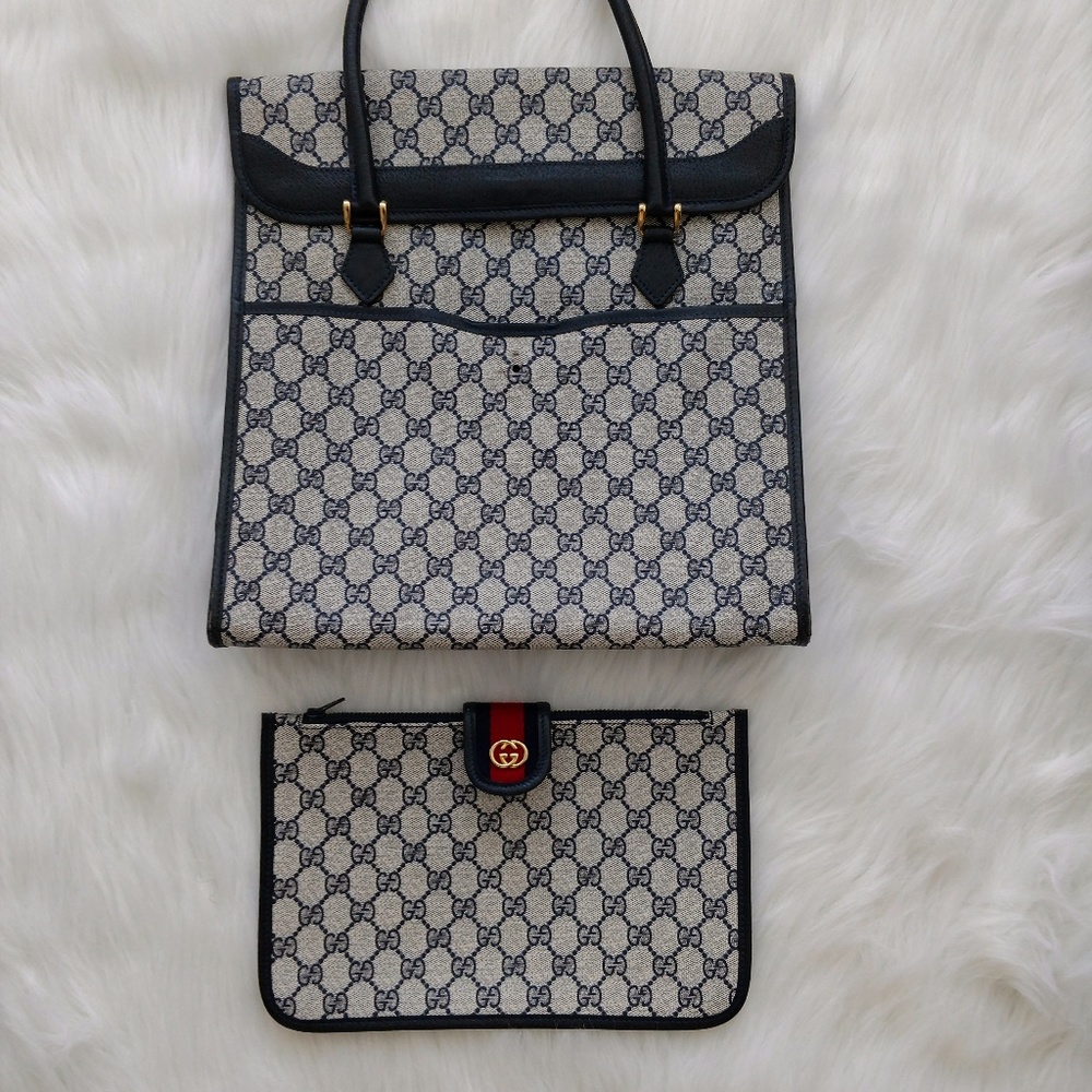 SOLD Rare Blue Authentic Vintage Gucci Tote SOLD - Picture 3 of 8